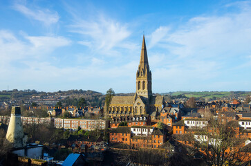 Fototapeta na wymiar Elevated panorama of the Devon City of Exeter in the UK