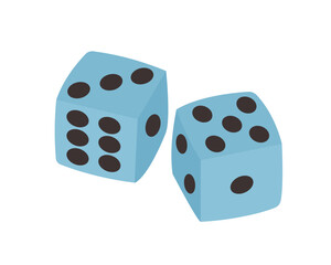 Two dice doodle icon. Gambling symbol. Playing cube chips. Vintage trendy y2k patch or sticker.