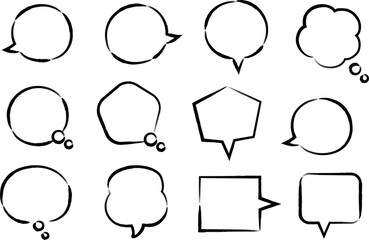 Fototapeta premium Set of hand-drawn speech bubbles for a comic design, vector illustration isolated on transparent background.
