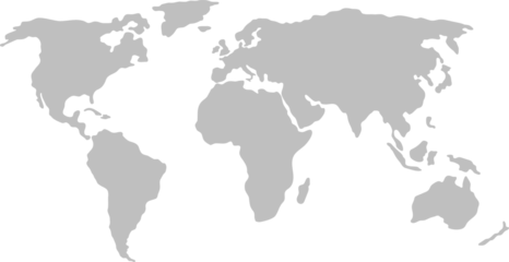 Foto op Canvas Gray simplified world map (Europe and Africa centered) © yuruphoto
