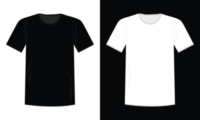 Naklejka premium White and black t-shirt mockup. Sport blank shirt template, men and women clothes for fashion clothing realistic uniform for advertising textile print vector set