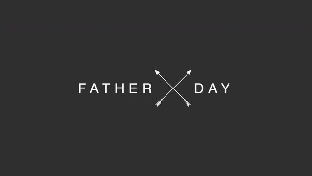 Modern Fathers Day text with arrows on fashion black gradient, motion abstract holidays, family and promo style background