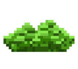 Fototapeta premium Green bush pixel art. Vector grass.The concept of games background.