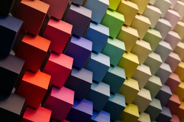 Multicolored cubes. Palette of colors and shades, range of colours