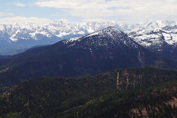 Fototapeta premium The view from Wank mountain to the nearest mountains, Garmisch-Partenkirchen 