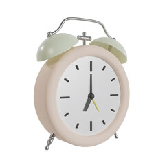 3d cute icon pink alarm clock, 3d rendering