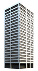 Obraz premium Modern skyscaper building isolated, cutout transparent urban highrise cityscape and office firm background for architecture visual concept design assets, Ai generated infrastructure block