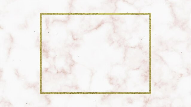 Gold frame on marble texture, motion holidays, romantic and wedding style background