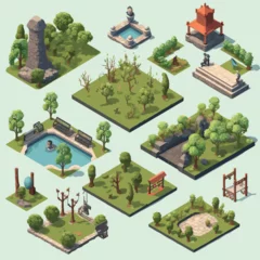 Foto op Canvas Park set isometric vector tile isolated © Zaharia Levy