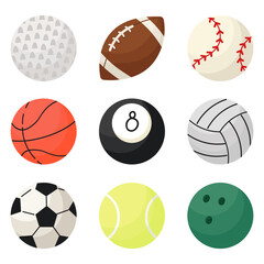 Obraz premium A set of cartoon style sport balls.