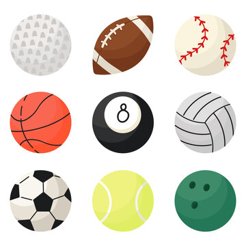 A set of cartoon style sport balls.