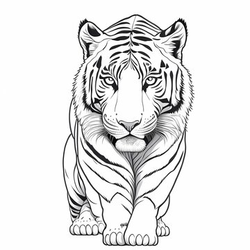 Coloring Pages for Kids Featuring Tiger Illustrations Created with Generative AI