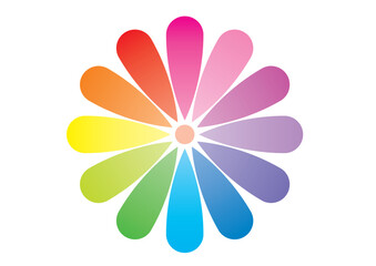 シンプルな虹色の花のイラスト