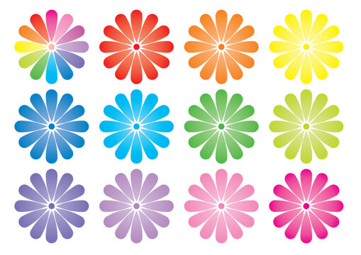 シンプルな虹色の花のイラスト