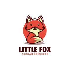 Little fox logo design vector mascot cartoon illustration