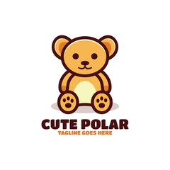 Cute polar logo design vector mascot cartoon illustration