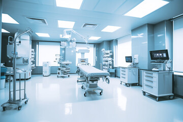 Generative AI, A hospital room with a lamp and a bed. medical room.