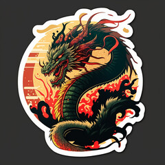 Fototapeta premium Dragon Illustration Sticker Generative AI