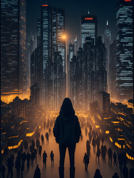 city night view, Illustration by Generative Ai