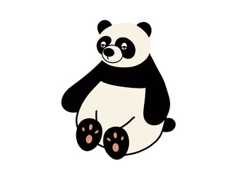 Cartoon panda, fat body, black ears, cute sitting.on a white background.