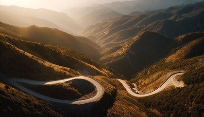 High up, winding road leads to adventure generated by AI