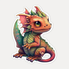 Fototapeta premium Dragon Illustration Sticker Generative AI