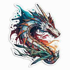 Dragon Illustration Sticker Generative AI