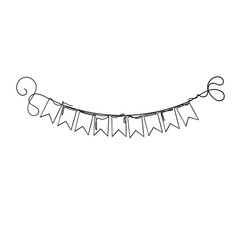 continuous line drawing garland ribbon illustration vector