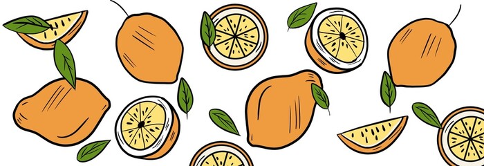 Lemon fruit pattern background for branding and putting text for nature.