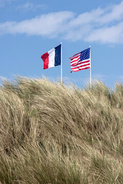 Flaggen der USA und Frankreich