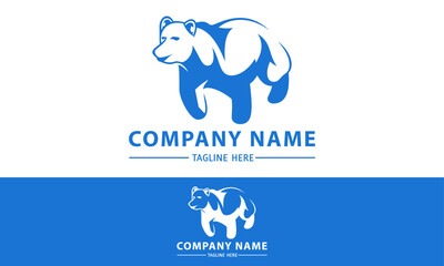Blue Color Polar Bear Cartoon Logo Design