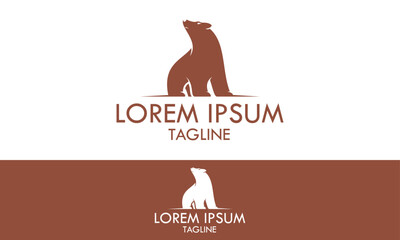 Brown Color Bear Cartoon Logo Design	
