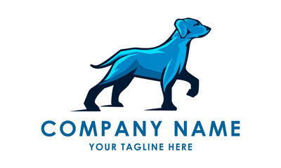 Blue Color Dog Cartoon Logo Design