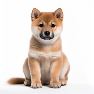 Akita puppy isolated on white background. Generative AI