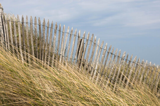 Ansicht einer Düne mit Zaun am Strand