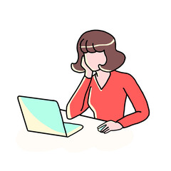 woman office worker with laptop