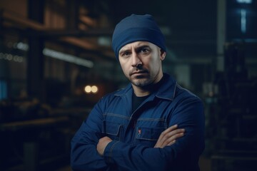 Portrait of a warehouseman working in a warehouse. Ai generative.