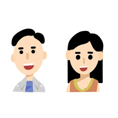 set of funny cartoon people, cute male and female avatar, parent set vector 