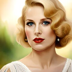 Fototapeta premium Pinup, Closeup, 1930s Dress, Generative AI