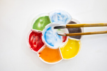 Fototapeta na wymiar Liling Ceramic Underglaze Multicolored Porcelain Pigment Palette