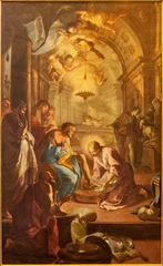 Foto auf Acrylglas NAPLES, ITALY - APRIL 21, 2023: The painting Jesus washing the feet of the disciples in the church Chiesa della Santissima Trinita dei Pellegrini by Giacinto Diano (1731 - 1803). © Renáta Sedmáková