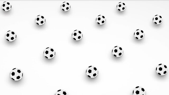 Abstract 3d animation of grid of black and white ball shapes in isometric view and random rotating. Computer generated loop animation. Football pattern, 4K seamless motion design