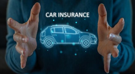 Human hand with protect your car and holding shield guard protective motor insurance, natural...