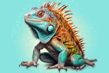 Fototapeta premium Pet concept. beautiful iguana on transparent background. generative AI
