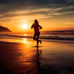 Fototapeta na wymiar Beach Fitness: Embracing Fun and Fitness by the Shore