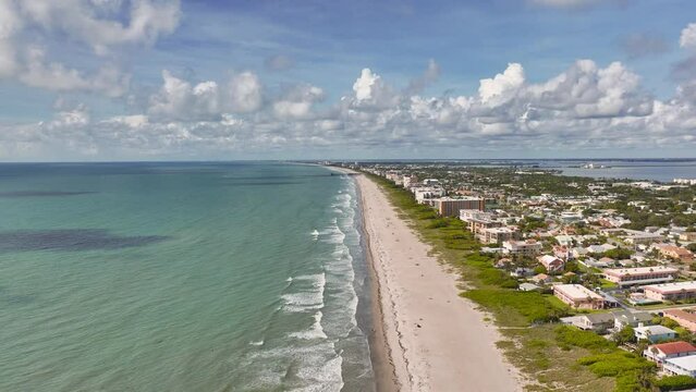 Aerial view of Cocoa Beach, Florida, USA. June 28, 2022. 