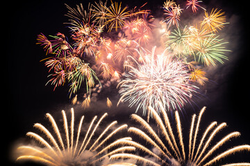 Fireworks show at Taozi Lake, Liling, Hunan Province, China