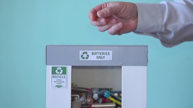 Different types of used batteries ready for recycling