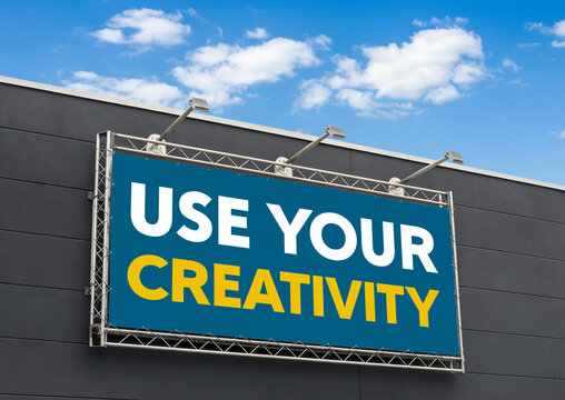 Naklejka  Use your creativity written on a billboard