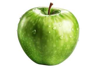 Green apple on transparent background. Generative AI.